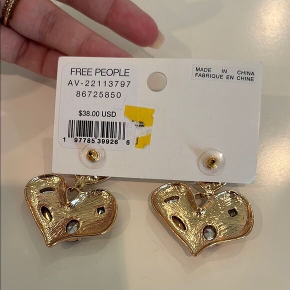 Free People Gold and Red Heart Dangle Earrings - Picture 3 of 5